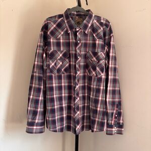 Coevals Club Mens Pearl Snap Button Long Sleeve Casual Western Plaid Shirt